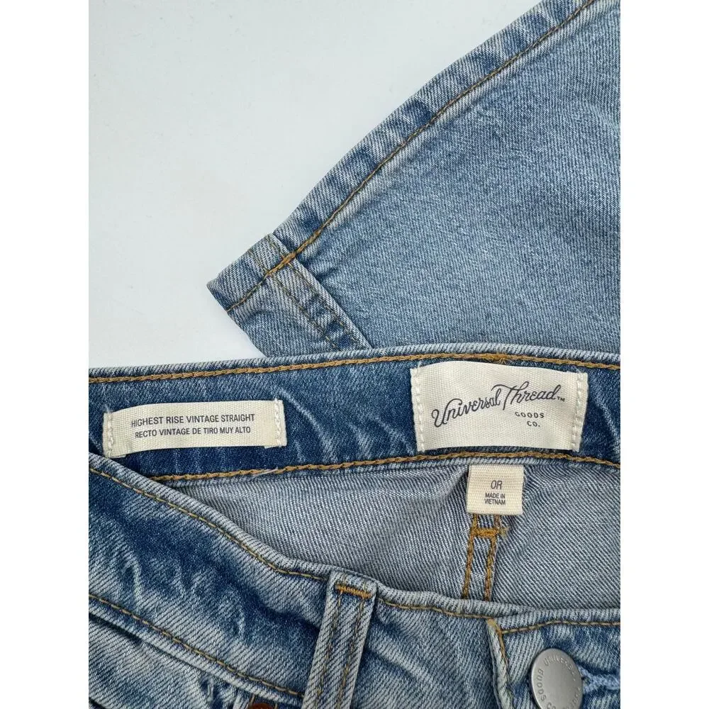 Universal Thread Highest Rise Vintage Straight Jeans Women Size 0 Light Wash